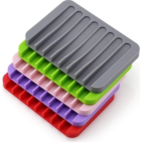Silicone Soap Holder Flexible Soap Dish Plate Holder Tray Soap Container Storage Box Drain Rack Holder Kitchen Bathroom Supplies