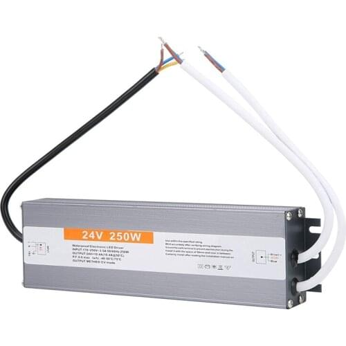 LED Power Supply Transformer Outdoor Waterproof IP68 Ultra Thin Switching AC170‑250V DC24V 10.4A 250W Driver Transformer