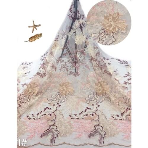Fashionable tulle embroidery french net lace fabric 9BZL-20.61107 with pretty flowers for party dress