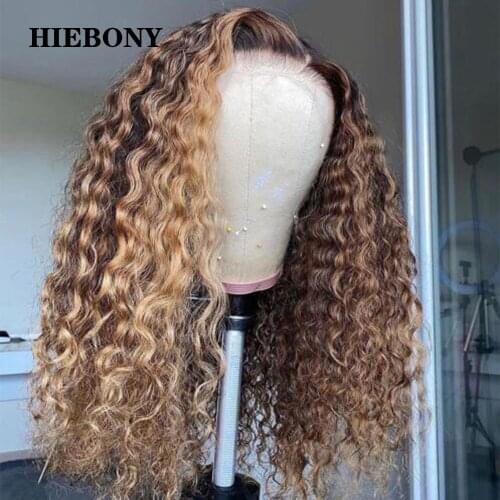 Highlight Curly Lace Front Human Hair Wigs with Baby Hair Brazilian 13x6 Highlight Curly Lace Front Wigs Pre Plucked Hairline