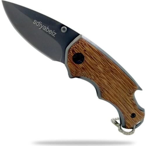 High Quality Tactical 55HRC 3CR13 Blade Steel Gray Color Wooden Handle Folding Knife Hunting Outdoor Camping Survival Knives