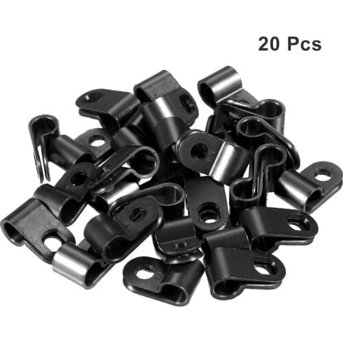 Uxcell Black/White R-type Nylon Cable Clamp Organizer Cord Clips for Wire Management Fit Cable Dia 6.4/15.8mm 20Pcs/lot