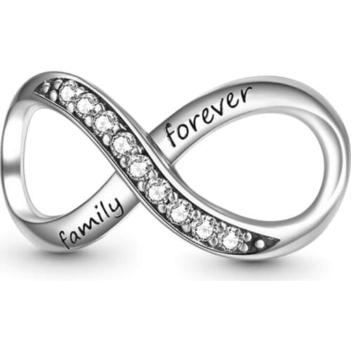 New 925 Sterling Silver Forever Family Pendant Dangle Charm Bead Fit Original Pandora Bracelet DIY Jewelry For Women