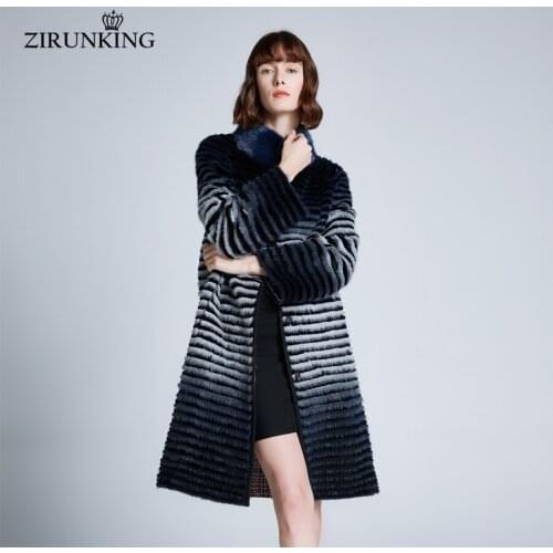 ZIRUNKING New Lady Real Mink Fur Coat Women Reversible Fur Coats Female Mink Fur Transition Color Outerwear for Autumn ZC1907