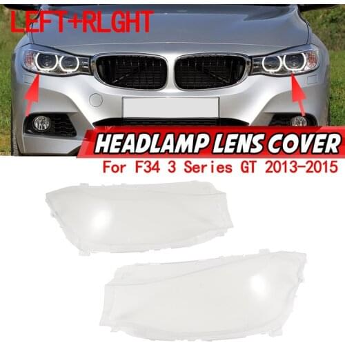 1 Pair For-BMW F34 3 Series GT 2013-2015 Car Headlight Lens Cover Headlight Transparent Lampshade Shell Glass Left+Right