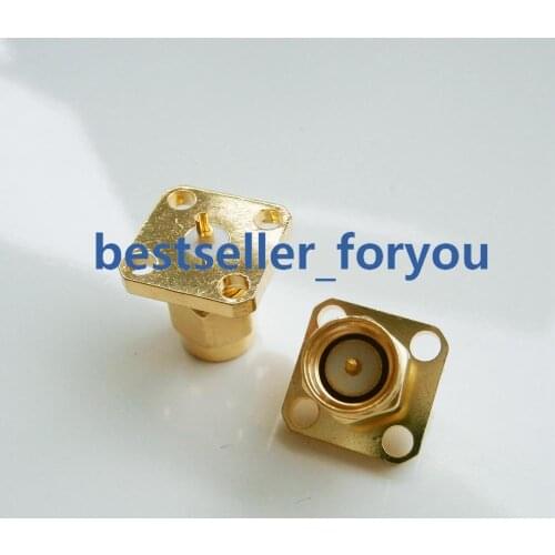 1Pcs SMA Male Jack 4-hole Flange Solder Panel Mount Straight Connector