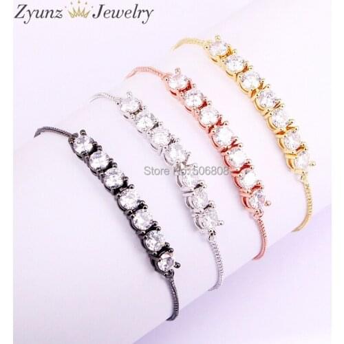 10PCS ZYZ325-0138 CZ Clear Micro Pave long Bar Shaped Connector Bracelet, Cubic Zirconia Link Connector Bead Bracelet