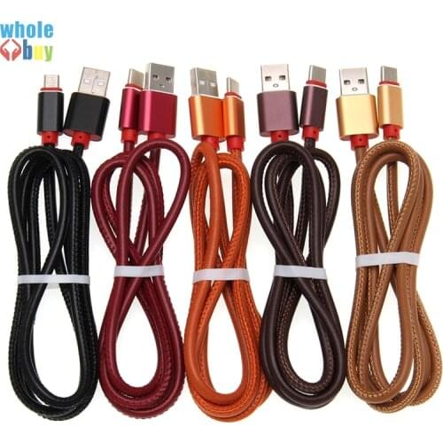 100pcs/lot USB Cable for IPhone XR X 7 8 Micro Type C Charger Fast Charging Charge USB-C 0.25M 1M Leather for Sony Samsung HTC