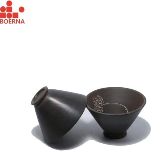 BOERNA 2PCS Lot Teacups 70ml Handmade QinZhou Ceramic Nixing Tea Set Porcelain Cup Chinese Kung Fu Teaware With Natural Ore Clay