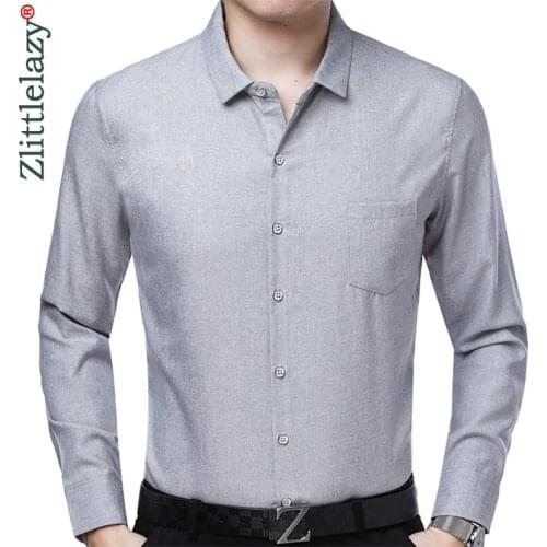 2020 Brand Casual Luxury Autumn Long Sleeve Slim Fit Men Shirt Streetwear Social Dress Solid Shirts Mens Fashions Jersey 02114