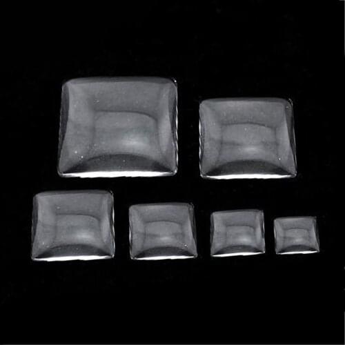 30pcs/lot 10/12/15/20/25mm Square Transparent Clear Flat Glass Cabochon&Glass Dome Cover Pendant Cameo Settings