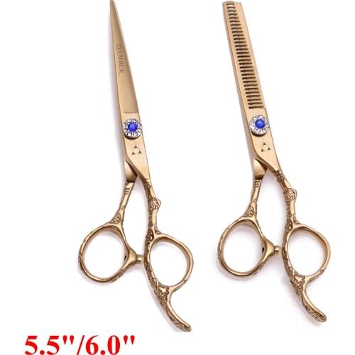 5.5 6.0 Hair Scissors Barber Scissors 440C Professional Hairdressing Scissors Thinning Haircut Hair Shears Hairdresser 9002