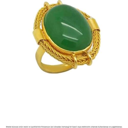 925 sterling Silver 22 Carat Gold Plated Kazaziye Big Hand Handwork Lady Ring