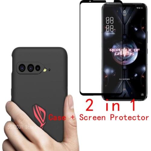 For ASUS ROG Phone 5 Pro Case Soft Silicone Matte Case With Screen Protector For ROG 5 5 Pro Ultimate Funda