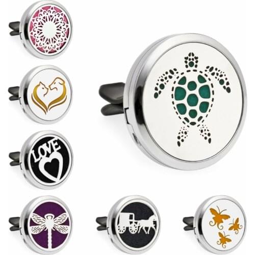 Tortoise Flower dog & cat dragonfly Diffuser Locket Car vent clips Aromatherapy Essential Oil perfume locket Magnetic 10Pads