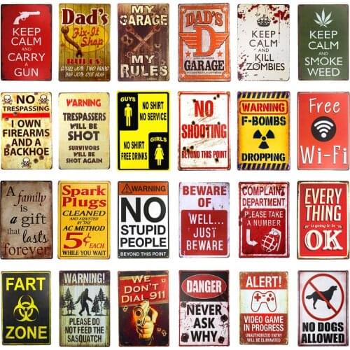 DL- Tin signs My Garage WIFI Warning Man cave Medal Decor Wall Art Gas Oil Garage Shop Bar