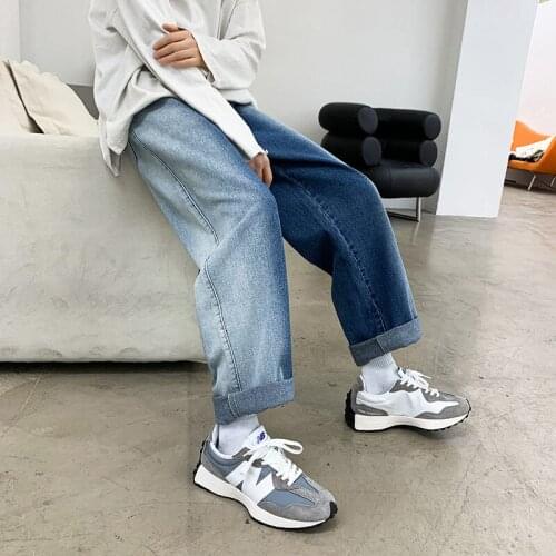 Blue Gradient Jeans Mens Trend Loose Straight-leg Pants Wild Wide-leg Old Denim Trousers Four Seasons Hip Hop Streetwear Jean