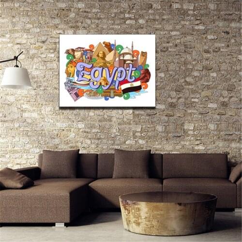Egyptian Building Cartoon Picture Poster Canvas Print Painting Wall Art Living Room Home Decoration