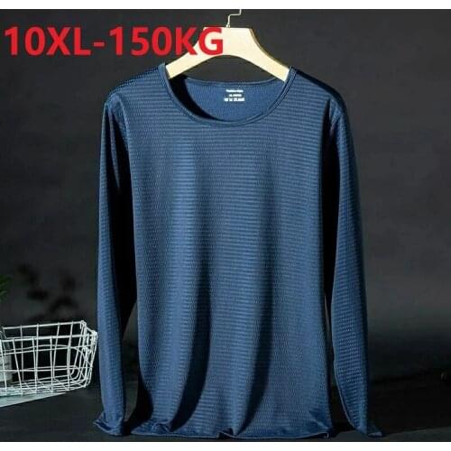 Summer autumn Men sports Quick dry tshirts long sleeve hole Breathable out door tees large size 7XL 8XL 9XL 10XL tops elasticity