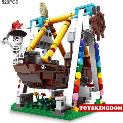 City Amusement Park rides mini pirate ship moc building block funland model bricks educational toys collection for kids gifts