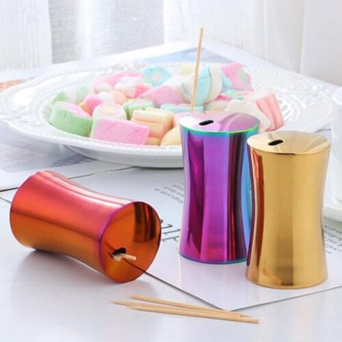 Hot Sale Small Toothpick Holder Dispenser Household Toothpick Storage Organizer Stainless Steel Gold Silver Rose Gold