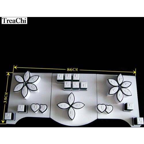 Fine Jewelry Display Showcase Set Professional Ring Holders Classic White PU with Black velvet Ring Display Tower Counter Stand