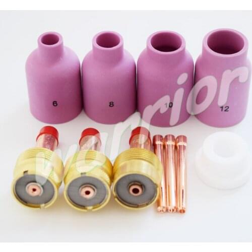 11pcs(PK) TIG Kit Large Diameter Ceramic Alumina Nozzle Gas Lens Collet Bodies Gasket Fit Welding Torch PTA DB SR WP 17 18 26