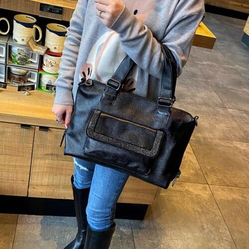 Leather Fashion Handbag Womens Diamond-encrusted Leather Tote Bag Tide Joker Large-capacity Shoulder Messenger Bags 2021 New