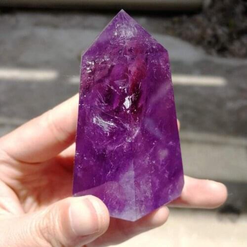 Beautiful Fantasy 100% About 130-150g Nice Natural Purple Amethyst Quartz Flat Bottom Crystal Polished Single Point Healing