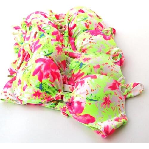 Summer Triangle Sexy Halter Bikinis Set Secret Push Up Swimwears Women Swimsuit Beach Bathing Suit Wholesale Yellow Pinting