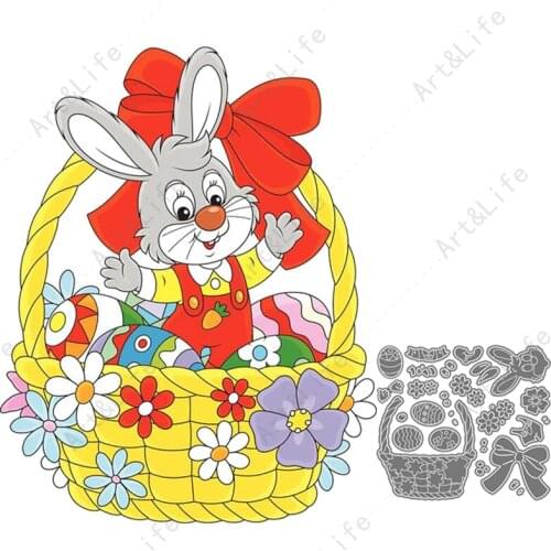 Hot New Metal Cutting Dies Easter Rabbit Bunny Eggs Stencil for Making Scrapbook Album Birthday Paper Cards Embossing Cut Die