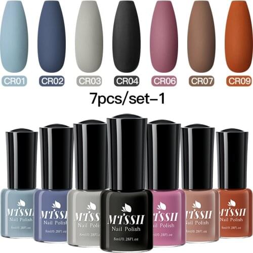 Nail Polish Matte Solid Color Set Nail Art Hybrid Varnishes Free Baking Lasting Quick-Drying Unpeelable Lacquer for Manicure