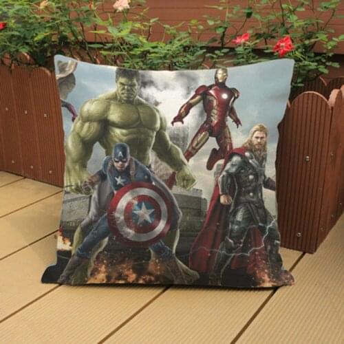 New Boy Cushion Cover Hero Character Thor Hulk Captain America Pillowcase Plush Cushion Cover for Sofa 45*45cm No filling