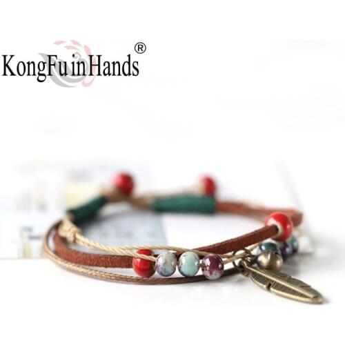 2018 New Hot Fashion Bohemian Elegant Girlfriends Retro Red Cherry Ladies Handmade Original Ceramic Womens Bracelet Jewelry