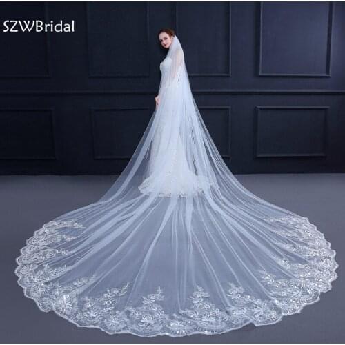 New Arrival 4 Meter White Ivory Long Bridal veil wedding veil Veu de noiva welon Velo voile mariage wedding accessories