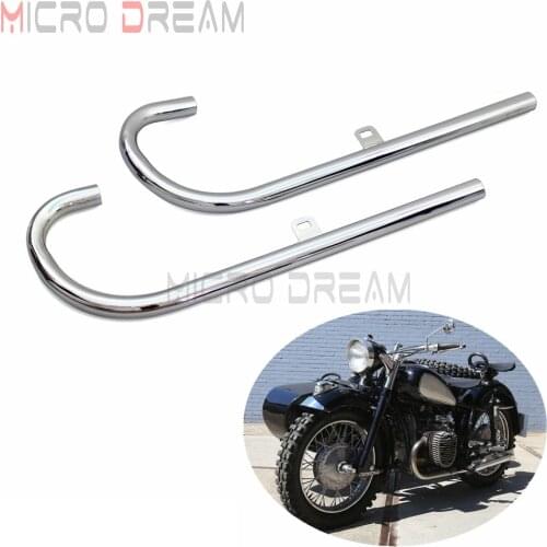 2 x Chrome Steel Front Muffler Tube 24HP Exhaust Mufflers Pipes for BMW Ural K750 M1 M72 R71 R12 and Dnepr MT12 Retro Motorcycle