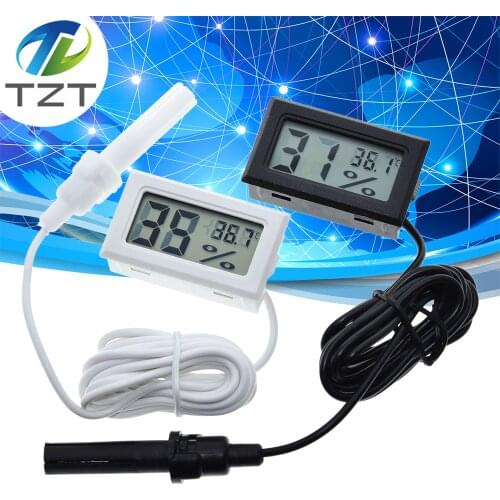 TZT Professional Mini Probe Digital LCD Thermometer Hygrometer Humidity Temperature Meter Indoor Digital LCD Display White Black