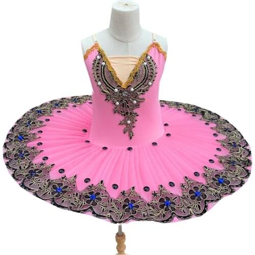 Pink Ballet Tutus For Girls Child Swan Lake Ballet Dress Dance Clothes Pancake Ballerina Figure Skating Dress