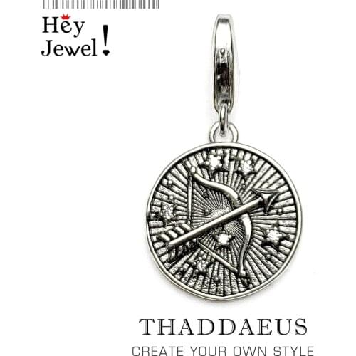 925 Sterling Silver Zodiac Sign Sagittarius Charm Pendants fit Bracelet Fashion Gift for Jewelry Accessories Making Findings