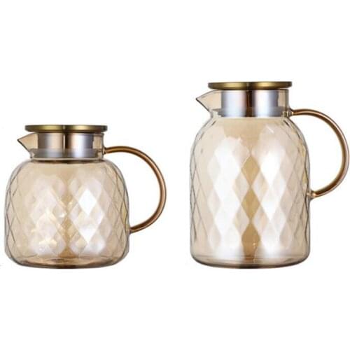 Diamond Texture Glass Teapot Set Hot Cold Water Water Jug Coffee Pot Home Water Carafe Heat-Resistant Teapot