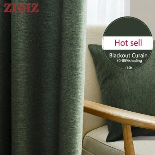 ZISIZ Modern Faux Linen Blackout Curtains For Living Room Bedroom Solid Color Thermal Insulated Curtains Window Blinds Drapes