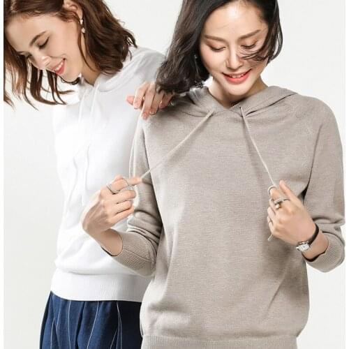 Hooded sweater womens sweater spring and autumn new sweater large size wool bottoming shirt