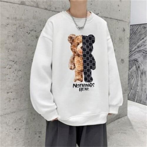 Mens Oversize Sweatshirts Round Neck Long Sleeve Printed Pullover AW21 Young Fashion Steet Style Male Tees Clothes