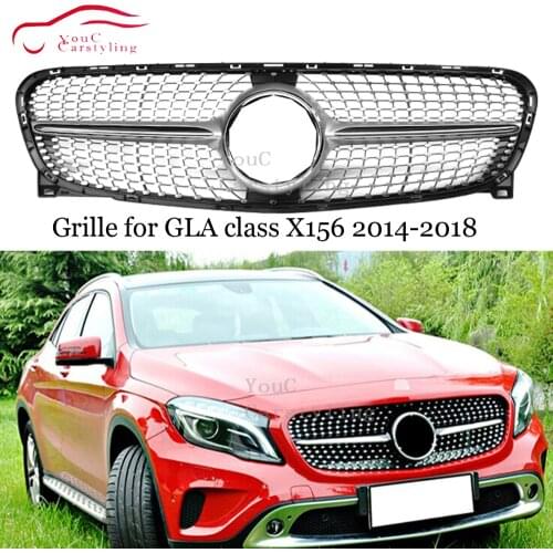 X156 GT Grille Diamonds AMG Front Bumper Grill Mesh for Mercedes GLA class X156 2014 - 2018 GLA200 GLA250 GLA45 Bumper Hood