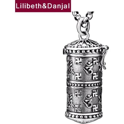 Gawu Box Pure S990 Sterling Silver Buddha Mantra Can Hold Things Vintage Gift Women Men Necklace Pendant Jewelry 2021 Making P17
