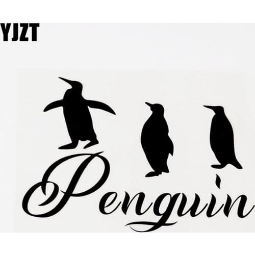 YJZT 14.6CM×9.5CM Funny Animal Penguin Vinyl Car Window Sticker Decal Black/Silver 8C-0381