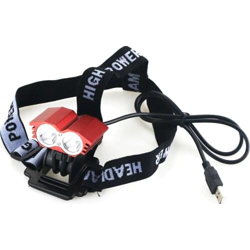 2000LM 2 X XM-L T6 LED USB Waterproof Lamp Headlight Head Torch Flashlight Tactical Headlamp Outdoor Flashlights