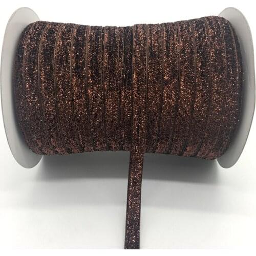 5Yards/lot) 3/8" 10mm Glitter Coffee Ribbon Headband Clips Bow Wedding Christmas Decoration