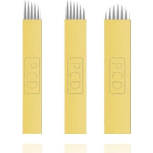 50pcs PCD 12/14 Pins Permanent Makeup Eyebrow Tattoo Blade Microblading Needles Supplies For 3D Embroidery Manual Tattoo Pen