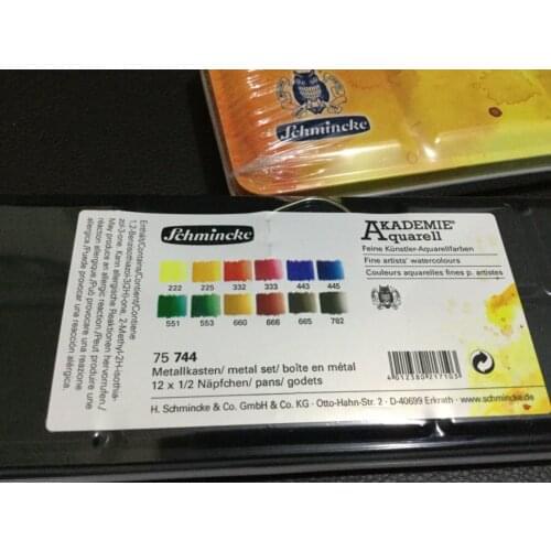 75744 12 Colors SCHMINCKE Akademie 2019 Christmas Ltd Edition Tin, Watercolor Paint Travel Set,solid Water Color Pigments